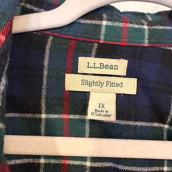 L.L. Bean Blue and Green Plaid Flannel - Picture 4 of 4